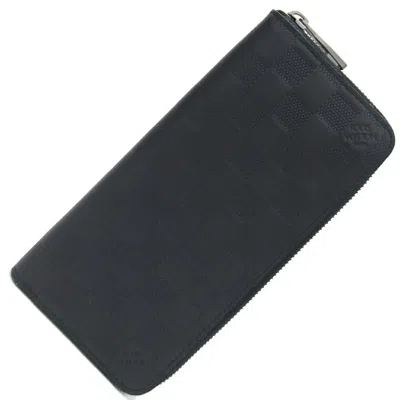 Pre-owned Louis Vuitton Noir Damier Infini Long Wallet (bi-fold) () In Black