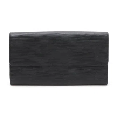 Pre-owned Louis Vuitton Noir Epi Leather Long Wallet (bi-fold) () In Black