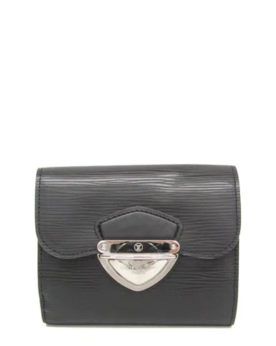 Pre-owned Louis Vuitton Noir Epi Leather Tri-fold Wallet (authentic Pre-loved)