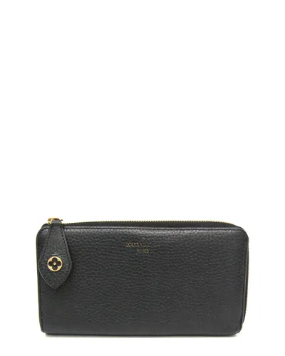 Pre-owned Louis Vuitton Noir Leather Long Wallet (authentic Pre-loved)