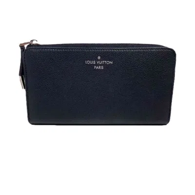 Pre-owned Louis Vuitton Noir Leather Long Wallet (bi-fold) ()
