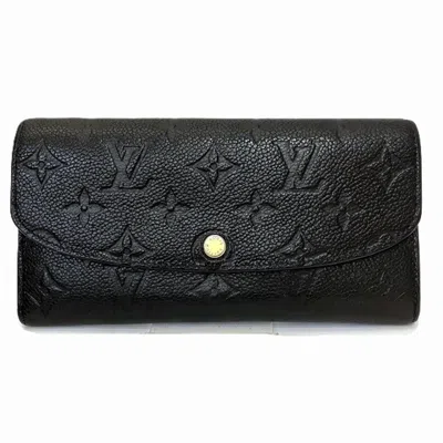 Pre-owned Louis Vuitton Noir Leather Long Wallet (bi-fold) ()