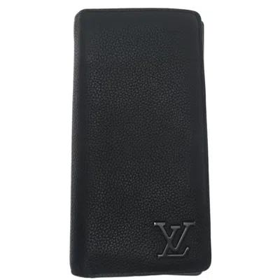 Pre-owned Louis Vuitton Noir Leather Long Wallet (bi-fold) () In Black