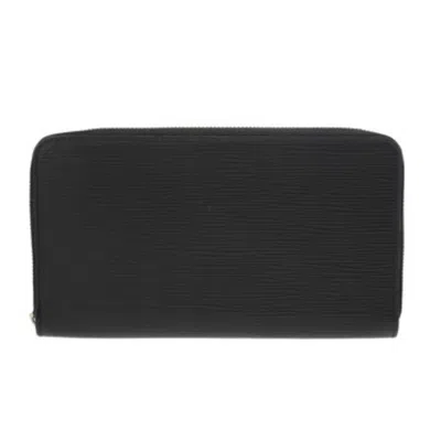 Pre-owned Louis Vuitton Noir Leather Long Wallet (bi-fold) () In Black