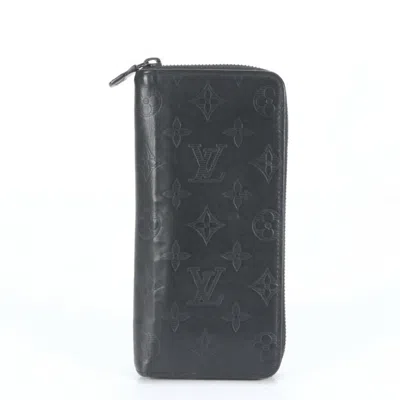 Pre-owned Louis Vuitton Noir Leather Long Wallet (bi-fold) ()