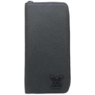 Pre-owned Louis Vuitton Noir Leather Long Wallet (bi-fold) () In Black