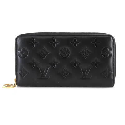 Pre-owned Louis Vuitton Noir Leather Long Wallet (bi-fold) () In Black