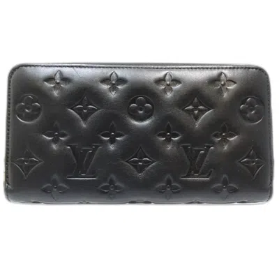 Pre-owned Louis Vuitton Noir Leather Long Wallet (bi-fold) () In Black