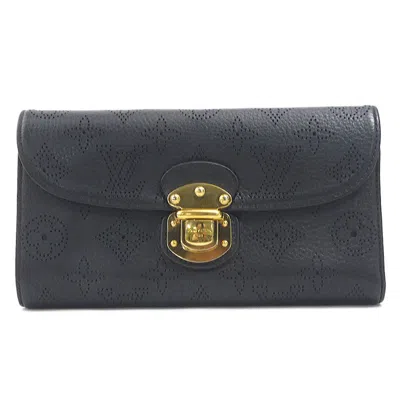 Pre-owned Louis Vuitton Noir Mahina Leather Long Wallet (bi-fold) ()