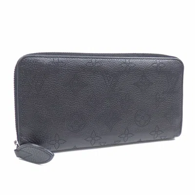 Pre-owned Louis Vuitton Noir Mahina Leather Long Wallet (bi-fold) () In Black