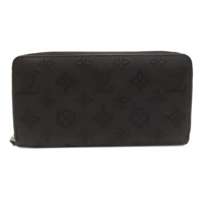 Pre-owned Louis Vuitton Noir Mahina Leather Long Wallet (bi-fold) () In Black
