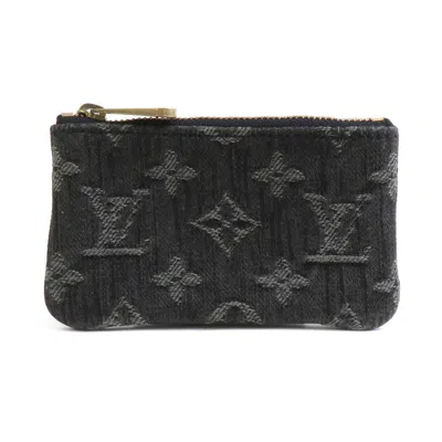 Pre-owned Louis Vuitton Noir Monogram Denim Coin Purse/coin Case () In Black