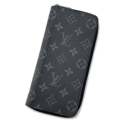 Pre-owned Louis Vuitton Noir Monogram Eclipse Long Wallet (bi-fold) () In Black