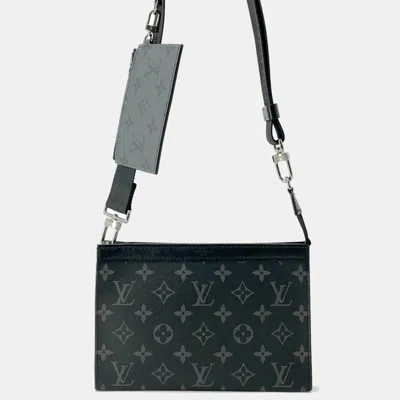 Pre-owned Louis Vuitton Noir Monogram Eclipse Reverse Gaston Wearable Wallet In Black