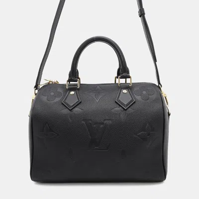 Pre-owned Louis Vuitton Noir Monogram Empreinte Leather Speedy Bandouliere Size 25