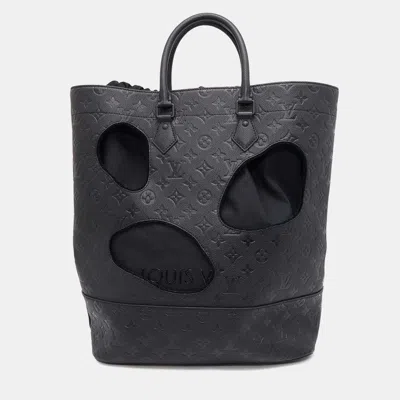 Pre-owned Louis Vuitton Noir Monogram Empreinte Leather Tote Bag Size Mm In Black