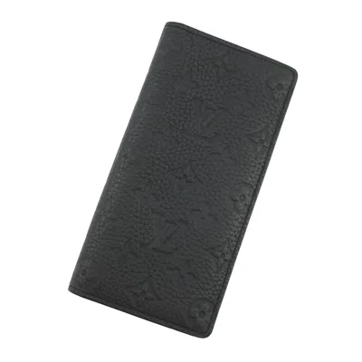 Pre-owned Louis Vuitton Noir Monogram Leather Long Wallet (bi-fold) () In Black