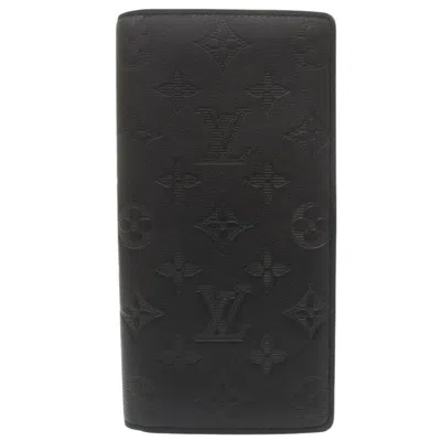 Pre-owned Louis Vuitton Noir Monogram Shadow Long Wallet (bi-fold) ()