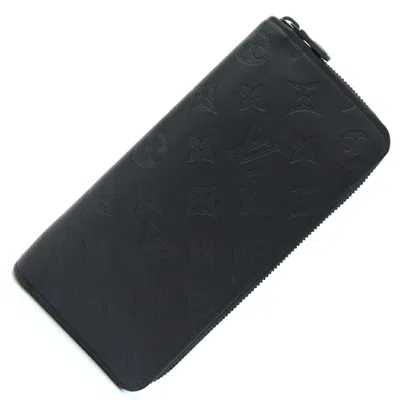 Pre-owned Louis Vuitton Noir Monogram Shadow Long Wallet (bi-fold) () In Black