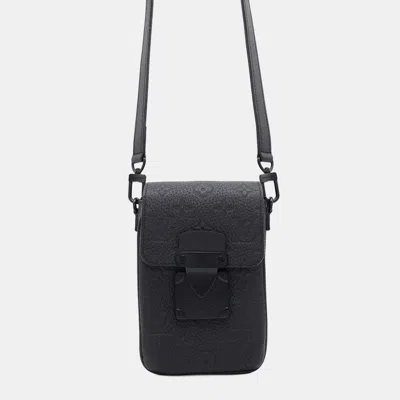 Pre-owned Louis Vuitton Noir Monogram Taurillon Spadlock Vertical Wearable Wallet In Black