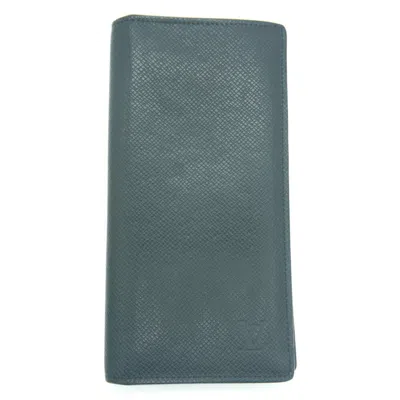Pre-owned Louis Vuitton Noir Taiga Leather Long Wallet (bi-fold) ()