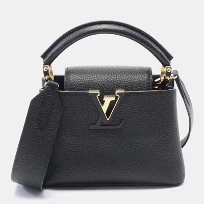 Pre-owned Louis Vuitton Noir Taurillon Leather Capucine Mini Crossbody Bag In Black