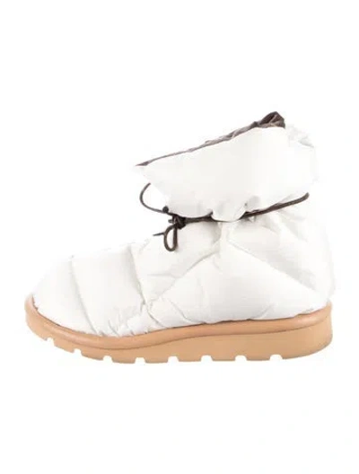 Pre-owned Louis Vuitton Nylon Lace-up Boots In White