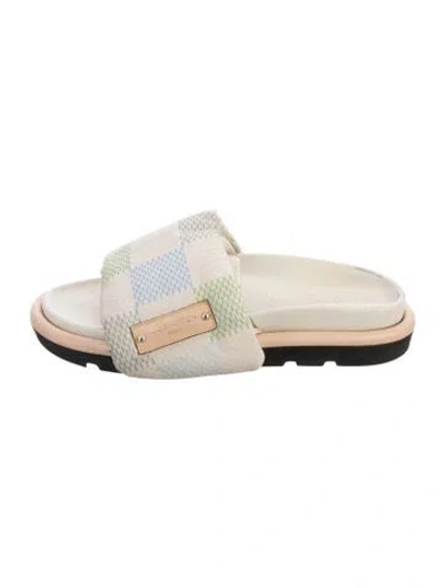 Pre-owned Louis Vuitton Nylon Plaid Print Slides In Neutrals