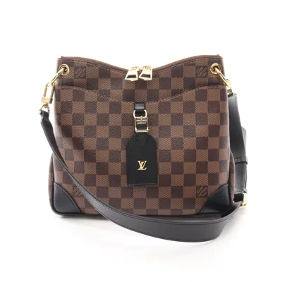 Pre-owned Louis Vuitton Odeon Nm Pm Damier Ebene Shoulder Bag Pvc Leather In Brown