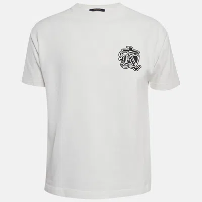 Pre-owned Louis Vuitton Off White Smoke Logo Print Cotton T-shirt S