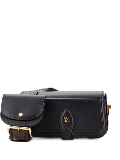 Pre-owned Louis Vuitton Officier Pouch Leather Shoulder Bag In Black
