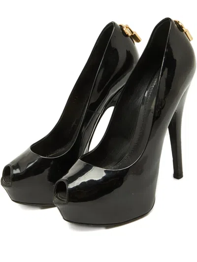 Pre-owned Louis Vuitton Oh Really! Padlock-detail Pumps In Black