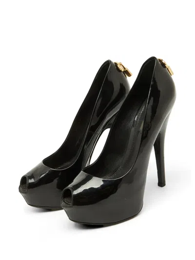 Pre-owned Louis Vuitton Oh Really! Peep-toe Heeled Pumps In Black