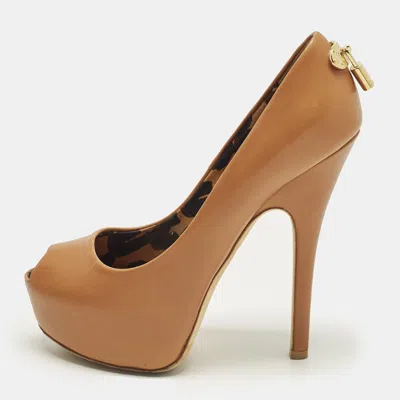 Pre-owned Louis Vuitton Oh Really! Size 37 Brown Leather Platform Pumps