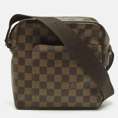 Pre-owned Louis Vuitton Olav Pm Damier Ebene Canvas Messenger Bag In Brown