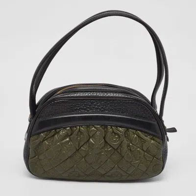 Pre-owned Louis Vuitton Olive Monogram Leather Mizi Vienna Bag In Green