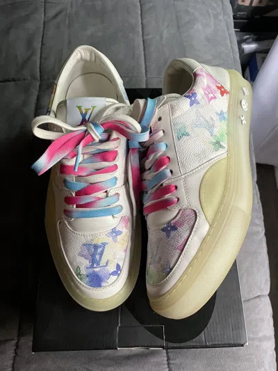 Pre-owned Louis Vuitton Ollie Watercolor Trainer Sneaker In White