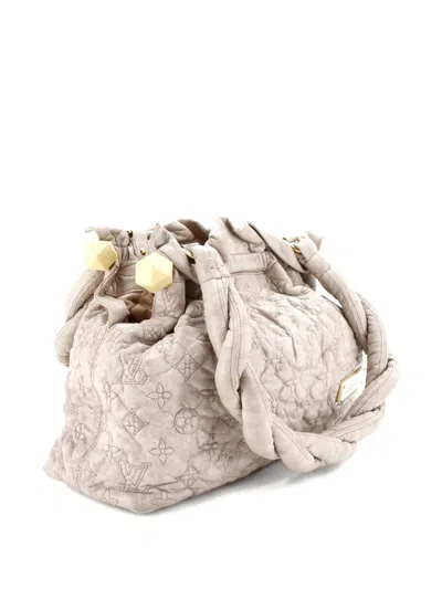 Pre-owned Louis Vuitton Olympe Stratus Handbag Limited Edition Monogram Lambskin Pm Bucket Bag In Neutral