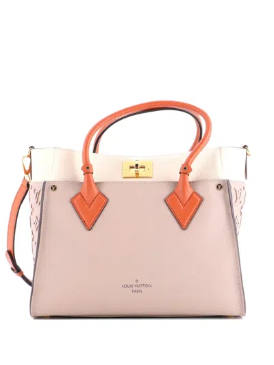 Pre-owned Louis Vuitton On My Side Monogram Tuffetage Leather Mm Tote Bag In Neutral