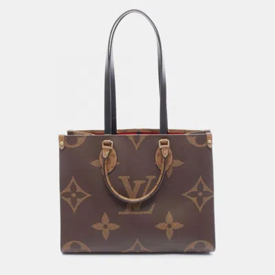 Pre-owned Louis Vuitton On The Go Mm Brown Coated Canvas Tote Bag