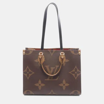 Pre-owned Louis Vuitton On The Go Mm Brown Monogram Giant Reverse Canvas Tote Bag