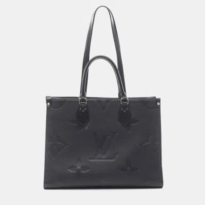 Pre-owned Louis Vuitton On The Go Mm Monogram Empreinte Noir Leather Tote In Black