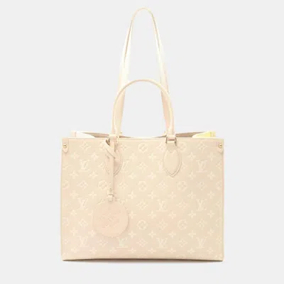 Pre-owned Louis Vuitton On The Go Mm Monogram Empreinte Rose Beige In Pink