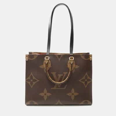 Pre-owned Louis Vuitton On The Go Mm Monogram Giant Reverse Canvas Tote