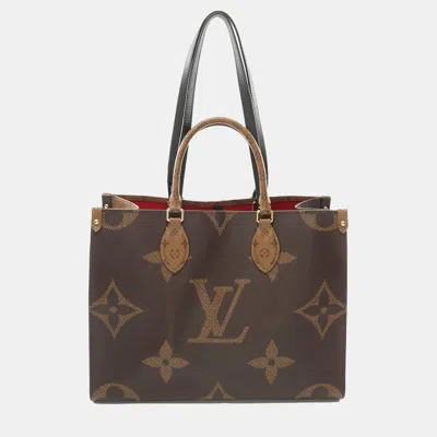 Pre-owned Louis Vuitton On The Go Mm Tote Shoulder Bag Monogram Giant Reverse