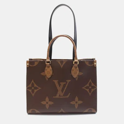 Pre-owned Louis Vuitton On The Go Mm Tote Shoulder Bag Monogram Giant Reverse Lv