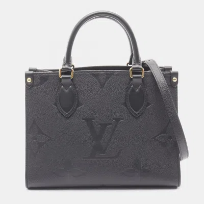 Pre-owned Louis Vuitton On The Go Pm Black Empriente Leather Tote Bag