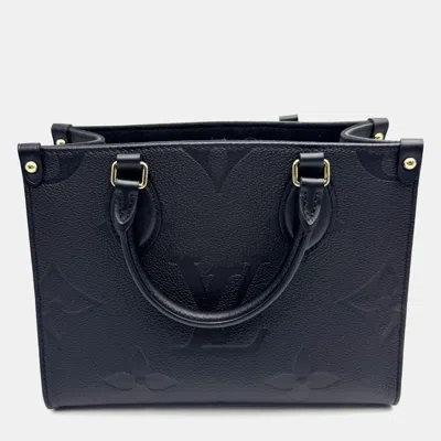 Pre-owned Louis Vuitton On The Go Black Leather Monogram Tote With Strap