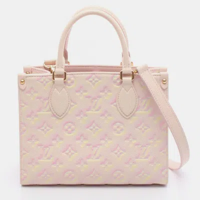 Pre-owned Louis Vuitton On The Go Pm Lv Pink Empreinte Monogram Leather Tote Bag