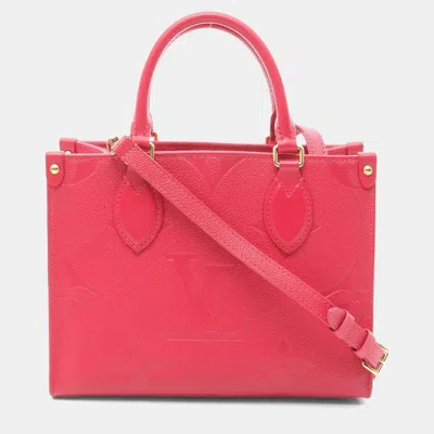 Pre-owned Louis Vuitton On The Go Pm Monogram Empreinte Freesia Tote Bag Leather Pink